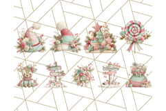 Pastel Christmas Clipart, Mint and Blush Holiday PNG Product Image 7