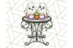 Ghost Café PNG Clipart, Cute Ghost Baristas Halloween Treats Product Image 3