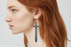Sword earrings svg bundle, fantasy leather earring template Product Image 5