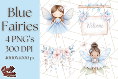 Pastel Blue Fairy Garden Clipart, Enchanted Cottagecore Png Product Image 1