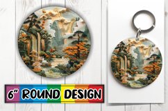 3D Spring Sublimation Circle Kaychain Landscape Print PNG Product Image 1