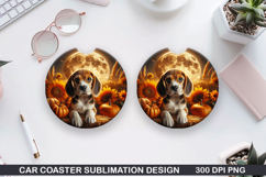Halloween Dog Car Coaster Sublimation| Halloween Coaster PNG Product Image 1