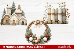 2 Nordic Christmas Clipart | Scandinavian Holiday PNG Product Image 1