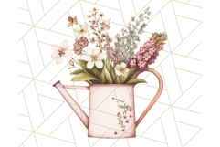 Watering Can Flowers PNG, Rustic Floral Watercolor Clipart Product Image 3