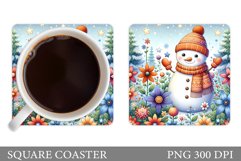 Cute Snowman Coaster Design. Christmas Coaster Sublimation Product Image 1