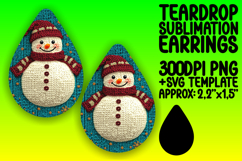 Vibrant Teardrop Earrings Design for Sublimation , Snowman Product Image 1