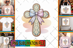 Stylish Tote Bag Gift Magic PNG, Cross and Bow Product Image 1