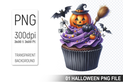 Spooky Cute Halloween Cupcakes Clipart PNG Bundle Product Image 10