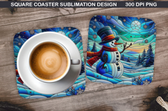 Snowman Coaster Sublimation, Christmas Coaster PNG Design Product Image 1