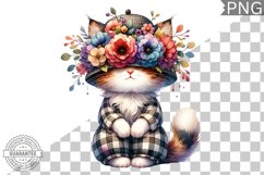 Floral Crown Cat Sublimation Clipart Bundle Product Image 5