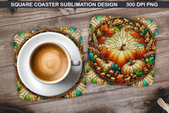 Pumpkin Coaster Sublimation, Halloween Coaster PNG Design Product Image 1
