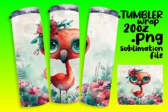 Floral Flamingo Tumbler Wrap 20oz Product Image 1