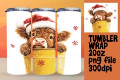 Festive Cow Christmas Tumbler Wrap - Watercolor 20oz Sublima Product Image 1