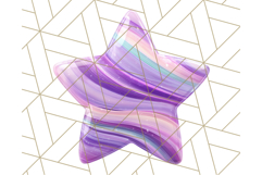 Cute Puffy Star Clipart PNG, 3D Glossy Pastel Stars Clip Art Product Image 3