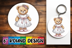 Unique Circle Keychain Magic PNG, Teddy Bear Product Image 1