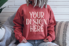 Red Gildan 18000 Mockup, Sweatshirt Crewneck Mockups Product Image 1