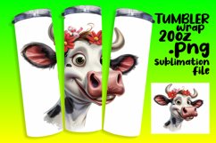 Playful Farmhouse Cow Watercolor Tumbler Wrap - 20oz Product Image 1