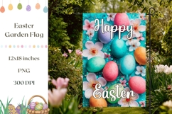 Happy Easter Garden Flag, Colorful Easter Eggs Sublimation Product Image 1