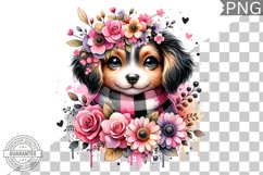 Dog With Flowers Sublimation - Clipart PNG Design Product Image 1