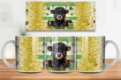 Cute Highland Calf with Gold Mug Wrap PNG Sublimation Design Product Image 1