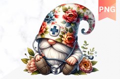 Floral Nurse Gnome Sublimation - Nurse Gnome Sublimation Product Image 1