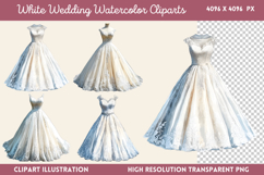 White Wedding Watercolor Clipart Bundle PNG Product Image 6