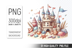 Summer Cute Castle Clipart | Sublimation Clipart PNG File Product Image 1