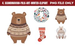 Scandinavian Folk Art Winter Clipart PNG Product Image 1