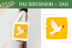 Dove of Peace Illustration, Cartoon Dove Tote Bag Design Product Image 1