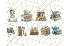 Whimsical Library Clipart with Cozy Readers and Books Product Image 7