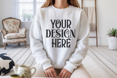 White Gildan 18000 Sweatshirt Model Mockups, Product Image 1