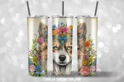 Flowers Dog Tumbler Wrap Sublimation Designs Product Image 3