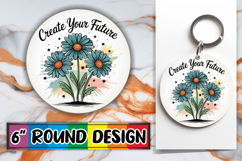 Blissful Keychain Circle PNG Style, Flowers Quote Product Image 1