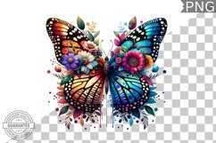 Vibrant Floral Butterfly Sublimation - Clipart PNG Design Product Image 1