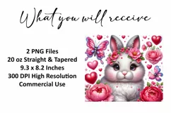 Valentine's Day Buny Tumbler Wrap Sublimation Design Product Image 2