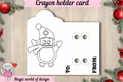 Christmas penguin Coloring Card, Crayon Holder Card Product Image 2