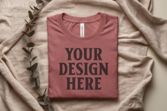 Heather Mauve Bella Canvas 3001 Flat Lay T-Shirt Mockup Product Image 1