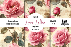 Love Letter Valentine Digital Paper Kit Rococo Patterns Product Image 1