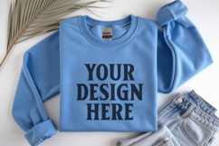 Carolina Blue Gildan 18000 Folded Flat Lay Mockups Product Image 1