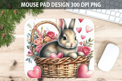 Watercolor Bunny Mouse Pad Sublimation - Valentines PNG Product Image 1