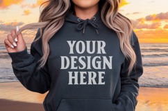Charcoal Gildan 18500 Hoodie Sweatshirt Mockup, 185 mock up Product Image 1