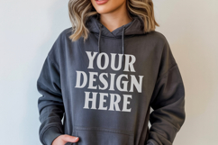 Charcoal Gildan 18500 Hoodie Mockup, G18000 Hoodie Model moc Product Image 1