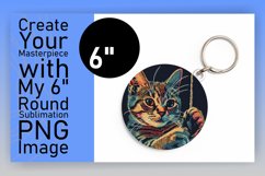 Playful Feline Sublimation: Round &amp; Keychain Options Product Image 1