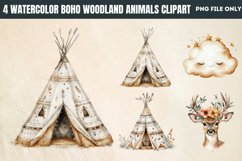 Watercolor Boho Woodland Animals Clipart PNG Product Image 1