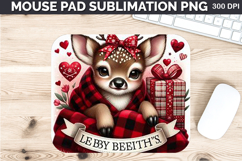 Watercolor Deer Mouse Pad Sublimation - Valentines PNG Product Image 1
