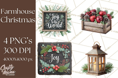 Cozy Farmhouse Christmas Clipart PNG, Wreaths & Candles Product Image 1