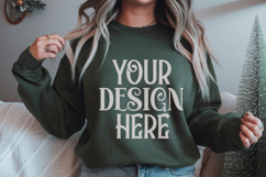 Forest Green Gildan 18500 Sweatshirt Mockup, Unisex mockups Product Image 1