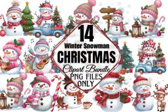 Winter Snowman Christmas Clipart Bundle PNG Product Image 1
