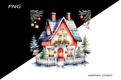 Winter Png, Christmas House Clipart, Folk Christmas Png Product Image 1