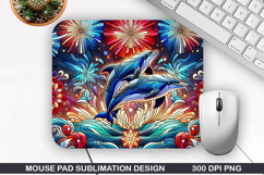 Dolphins Mouse Pad Sublimation, 4th Of July Mouse Pad PNG Product Image 1